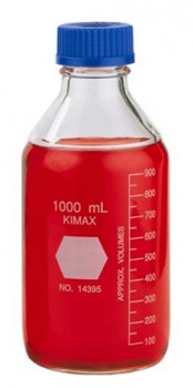 Frasco de vidrio claro graduado 1L KIMAX